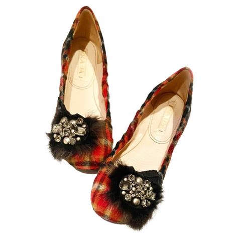 prada tartan flats|Prada ballerina flats.